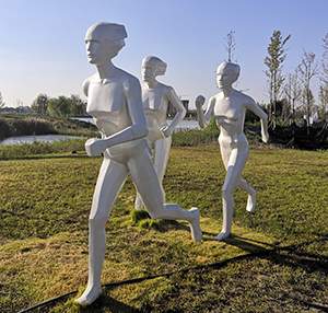 奔跑賽跑跑步公園景觀玻璃鋼雕塑