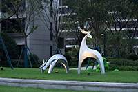 不銹鋼抽象拼接面鹿雕塑