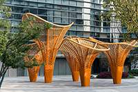 巧匠雕塑生產廠家作品案例：不銹鋼景觀廊架 大型鋼結構構筑物雕塑